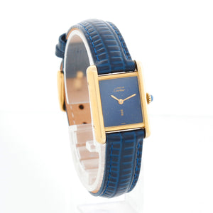 Cartier Must de Cartier Argent Blue Rare Simulated Lapis Dial Watch Ref. 2413