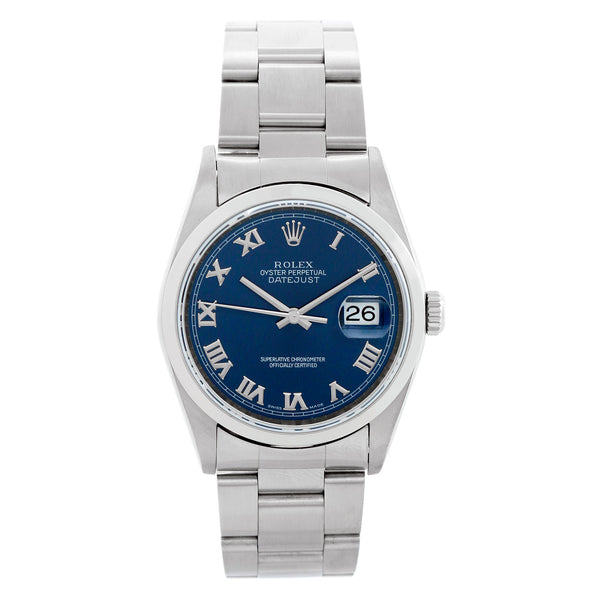 Rolex Datejust Stainless Steel Blue Dial Watch 16200
