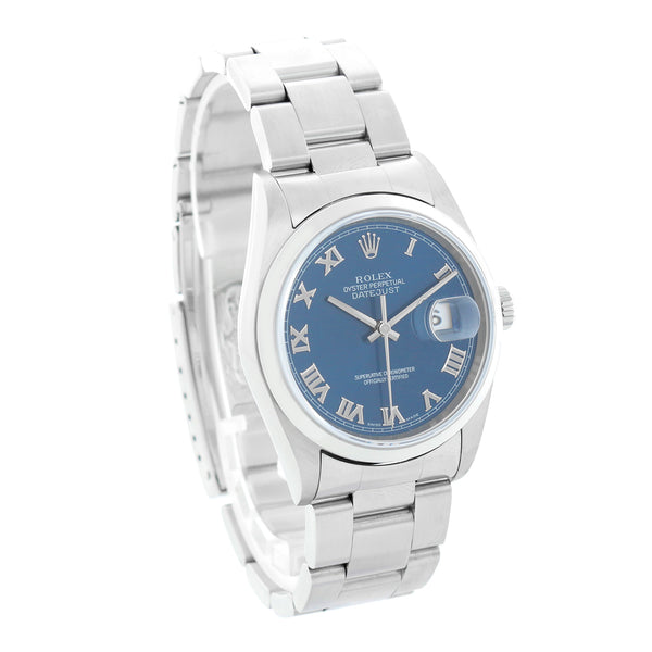 Rolex Datejust Stainless Steel Blue Dial Watch 16200