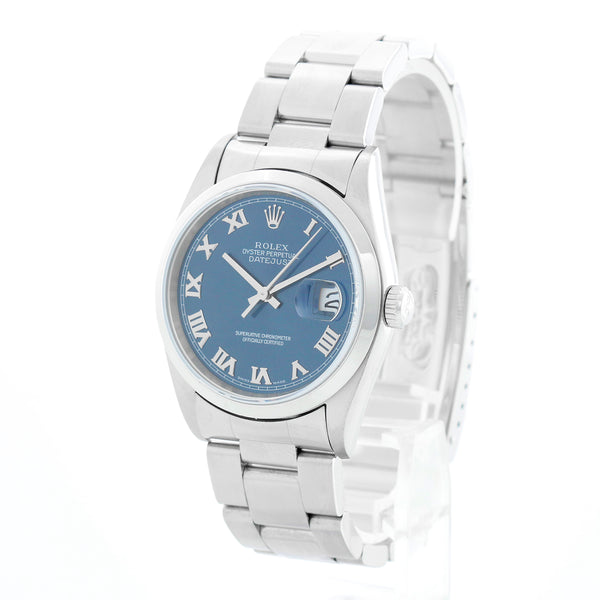 Rolex Datejust Stainless Steel Blue Dial Watch 16200