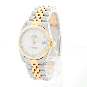 Rolex Datejust 18K Yellow Gold White Dial Watch 68273