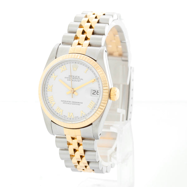 Rolex Datejust 18K Yellow Gold White Dial Watch 68273