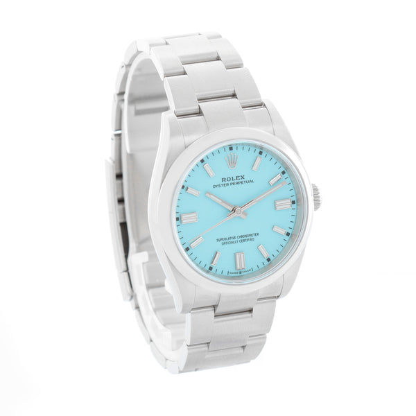 Rolex Oyster Perpetual Men's Tiffany Blue DialStainless Steel 126000