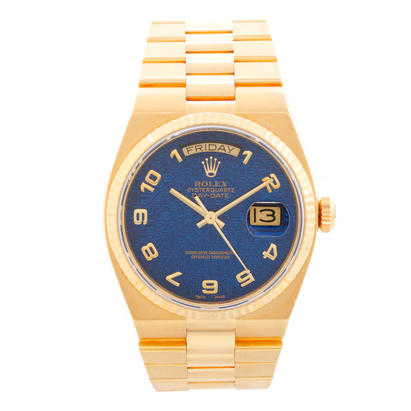 Rolex Day-Date President 18K Gold Blue Dial Watch 19018