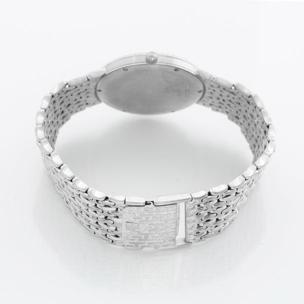 Audemars Piguet Black Diamond Dial Woven Bracelet 18k White Gold Watch