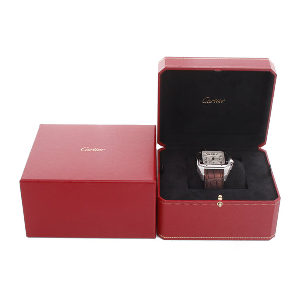 Cartier Santos 100 XL Chronograph Stainless Steel Automatic Men’s Watch W20090X8 /2740 Leather Strap