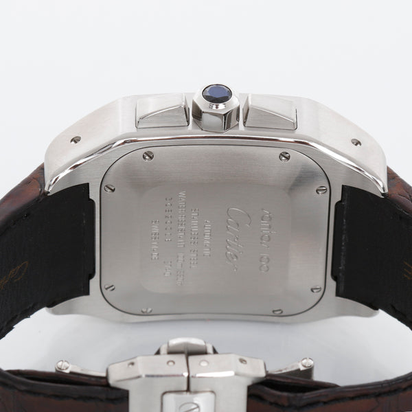 Cartier Santos 100 XL Chronograph Stainless Steel Automatic Men’s Watch W20090X8 /2740 Leather Strap