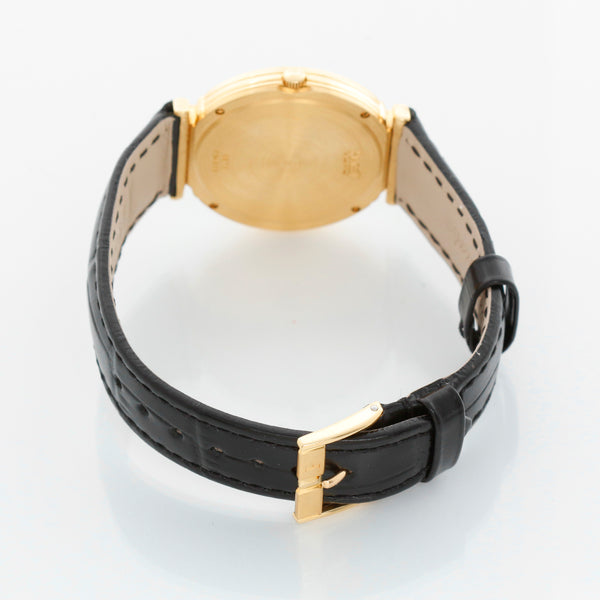 Piaget Polo 18K Yellow Gold Onyx Pave Diamond Watch Ref 8675