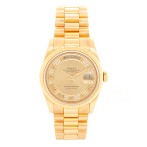 Rolex Day-Date President 18K Yellow Gold Champagne Myriad Dial Watch 118238