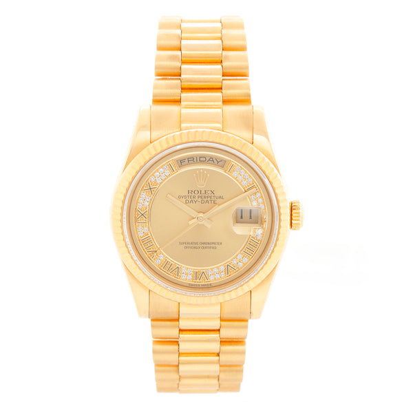 Rolex Day-Date President 18K Yellow Gold Champagne Myriad Dial Watch 118238