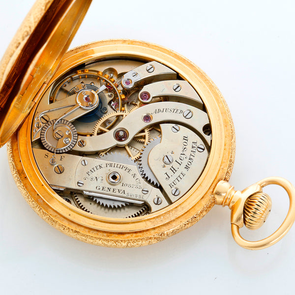 Patek Philippe & Co. 18k Yellow Gold Hunter-Case Pocket Watch Contract Case