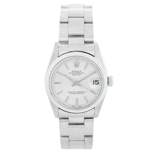 Rolex Datejust Midsize Men's Or Ladies Watch 68240 Silver Tapestry Dial