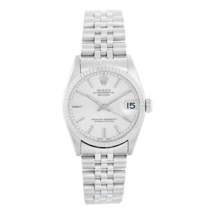 Rolex Midsize Stainless Steel Datejust Silver Tapestry Dial Watch 78274