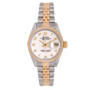 Ladies Rolex Datejust Watch with 18k Yellow Gold Fluted Bezel 79173