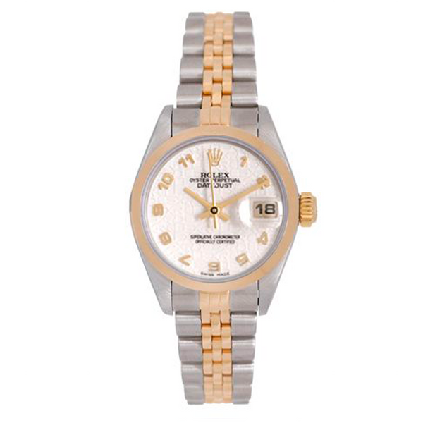 Ladies Rolex Datejust Watch with 18k Yellow Gold Fluted Bezel 79173