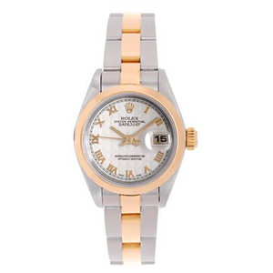Ladies Rolex 2-Tone Datejust Watch 79163 Ivory Pyramid Roman Dial