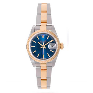 Ladies Rolex Datejust Watch 79173 Blue With Gold Stick Markers