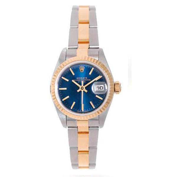 Ladies Rolex Datejust Watch 79173 Blue With Gold Stick Markers