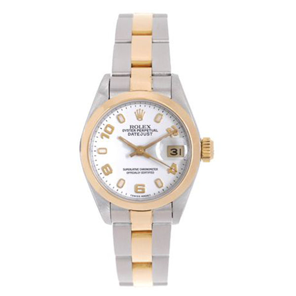 Ladies Rolex Datejust Watch Steel with Smooth Gold Bezel  69163