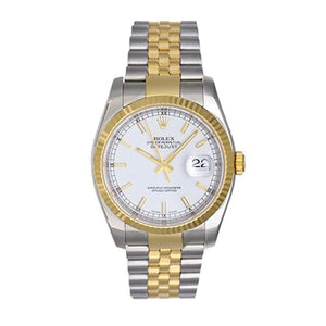 Rolex Datejust Men's 2-Tone White Dial Stick Markers Watch 116233