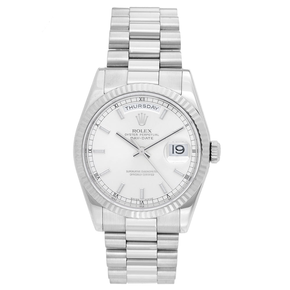 Men's Rolex President Day-Date Watch 118239 Silver Dial
