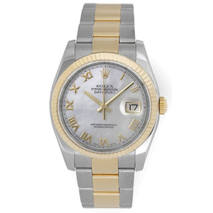 Rolex Datejust Men's 2-Tone Watch Mother of Pearl Roman Dial 116233