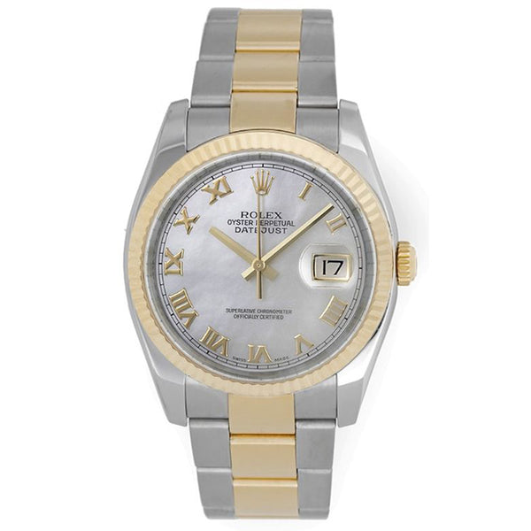 Rolex Datejust Men's 2-Tone Watch Mother of Pearl Roman Dial 116233