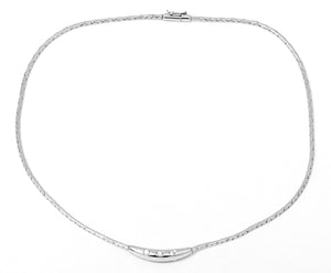 Simple 14K White Gold Three-Stone Diamond Necklace
