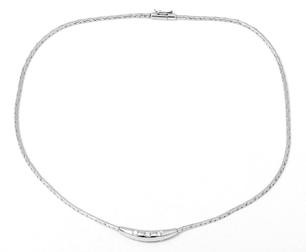 Simple 14K White Gold Three-Stone Diamond Necklace