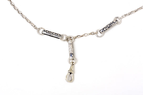 Antique Silver and Nielo Pocket Watch Chain or Necklace