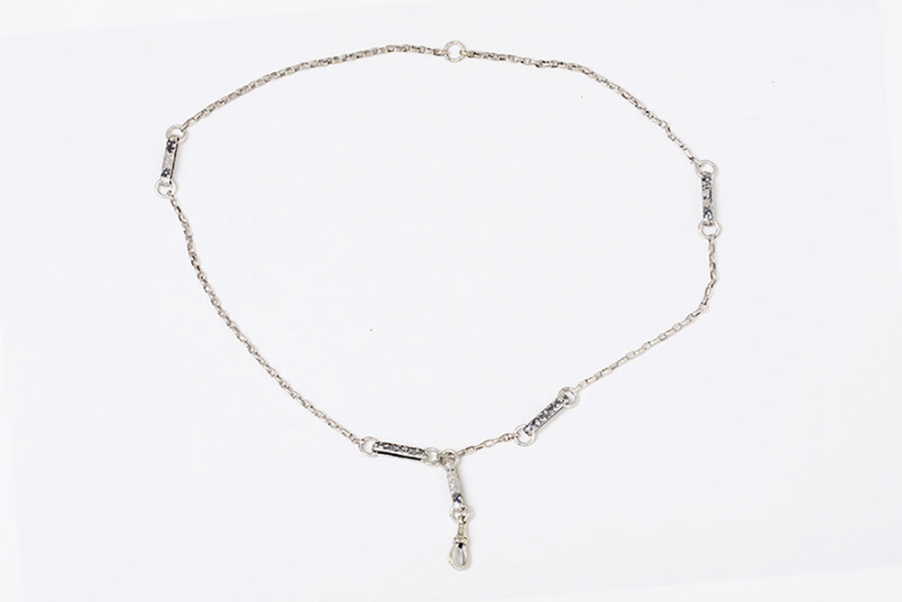 Antique Silver and Nielo Pocket Watch Chain or Necklace