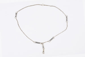 Antique Silver and Nielo Pocket Watch Chain or Necklace