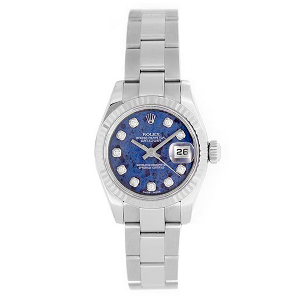 Ladies Rolex President 18k White Gold Watch 179179 Sodalite Diamond Dial