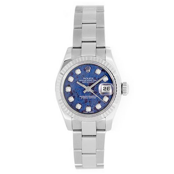 Ladies Rolex President 18k White Gold Watch 179179 Sodalite Diamond Dial