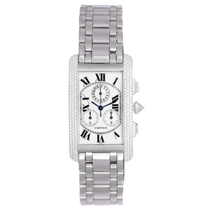 Cartier Tank Americaine Chronograph Men's/Ladies 18k White Gold Diamond Watch