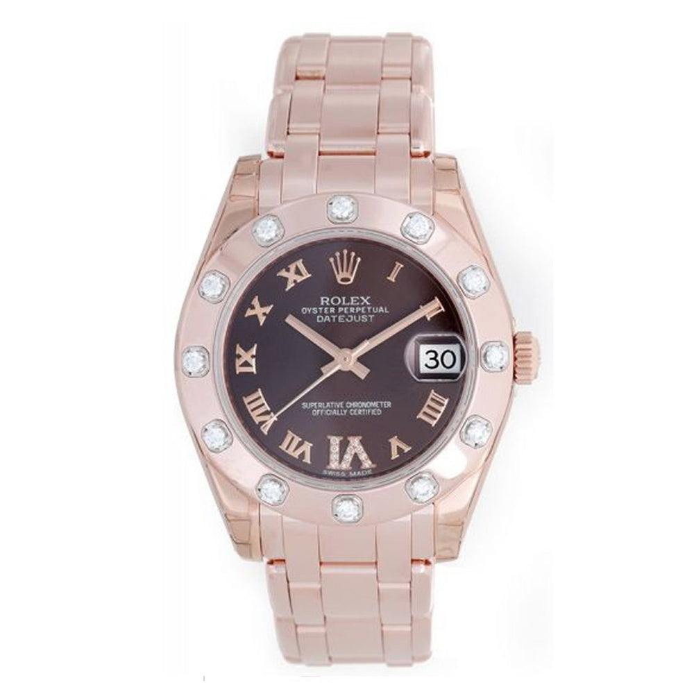 Rolex Pearlmaster 18k Rose Gold Diamond Brown Dial 80315