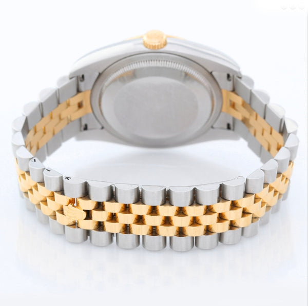 Rolex Datejust Men's 2-Tone Steel & Gold Watch Black Diamond Dial  116233