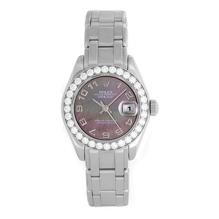 Rolex Ladies Pearlmaster 18k White Gold Watch 80299 Tahitian MOP Dial