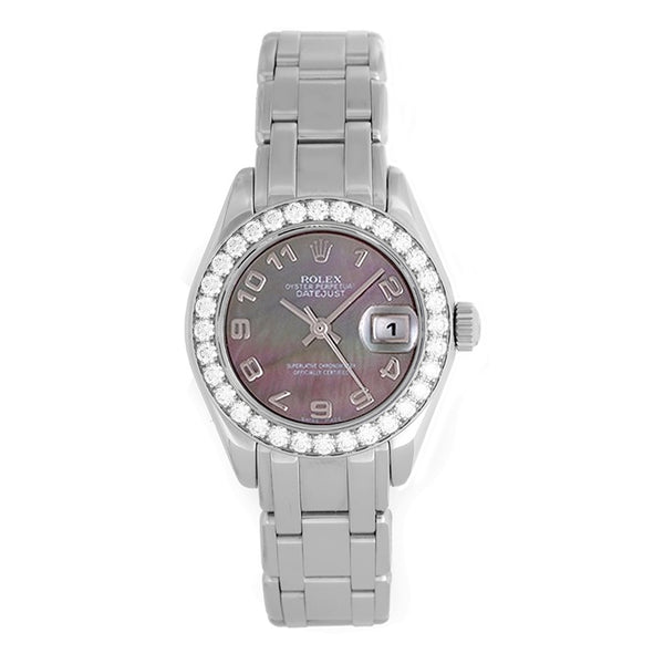 Rolex Ladies Pearlmaster 18k White Gold Watch 80299 Tahitian MOP Dial