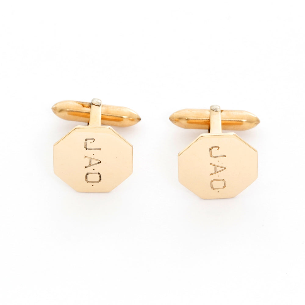 Vintage 10k Rose Gold Geometric Cufflinks