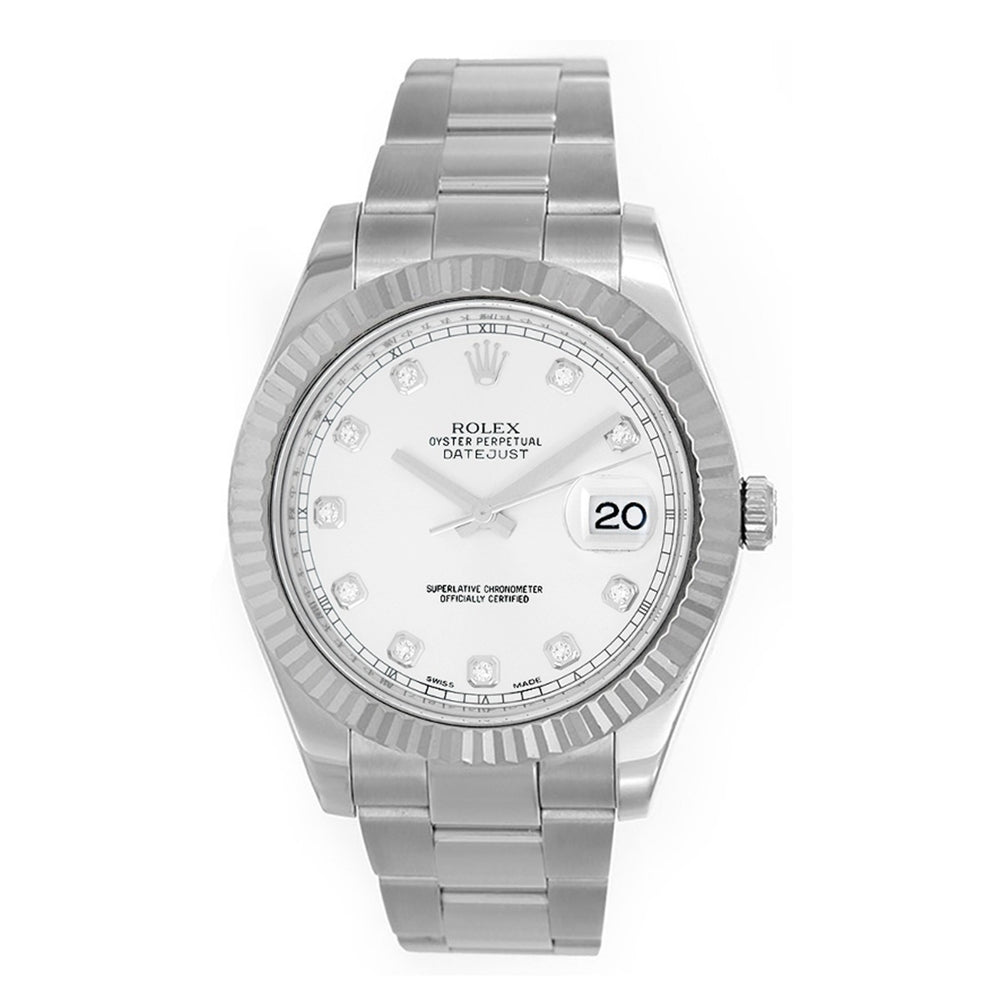 Rolex Datejust II Men's Watch 116334 Silver Diamond Dial