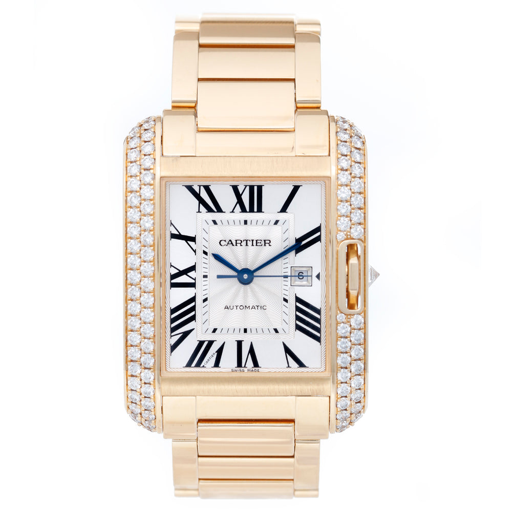 Cartier Tank Anglaise 18k Yellow Gold Large Men's Watch WT100006
