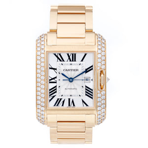 Cartier Tank Anglaise 18k Yellow Gold Large Men's Watch WT100006