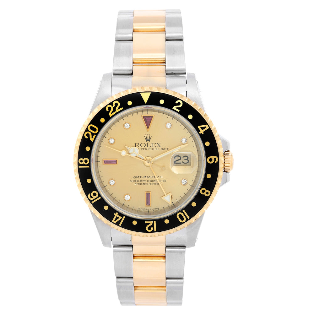 Rolex GMT - Master II Champagne Serti Diamond Ruby 16713