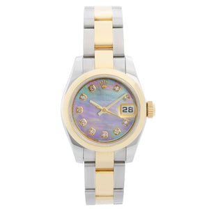 Ladies Rolex 2-tone Datejust Watch Smooth Gold Bezel 179163