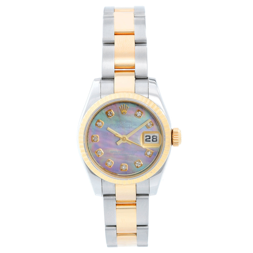 Rolex Ladies Black Mother of Pearl 2-tone Datejust Watch 179173