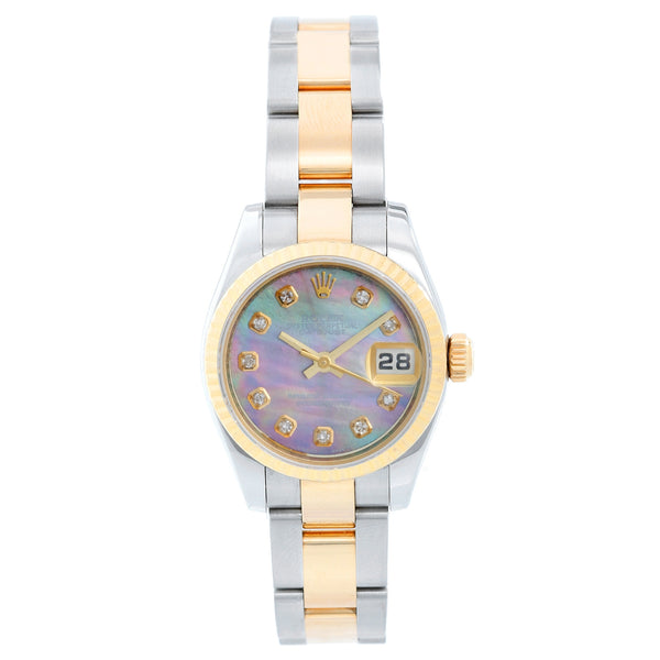 Rolex Ladies Black Mother of Pearl 2-tone Datejust Watch 179173