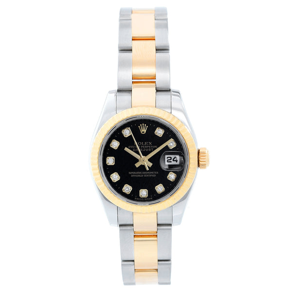Rolex Datejust 2-Tone Factory Black Diamond Dial 179173