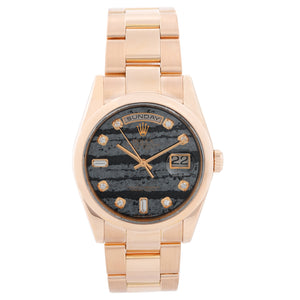 Rolex 18K Rose Gold Day Date Ferrite Black Dial 118205