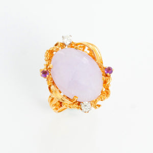 18K Yellow Gold Lavender Jade & Amethyst Ring